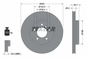 92106905 TEXTAR Tarcza hamulcowa przód