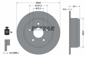 Tarcza hamulcowa tył JEEP GRAND CHEROKEE II TEXTAR