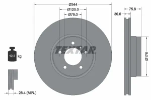 92134400 TEXTAR Tarcza hamulcowa przód
