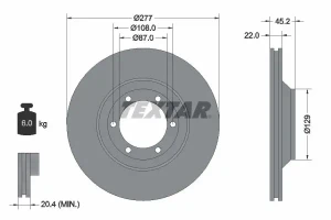 92149400 TEXTAR Tarcza hamulcowa przód