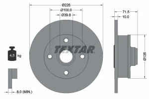 92154203 TEXTAR Tarcza hamulcowa tył