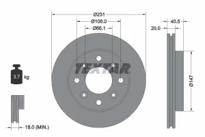 92158900 TEXTAR Tarcza hamulcowa przód