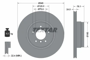 92161203 TEXTAR Tarcza hamulcowa