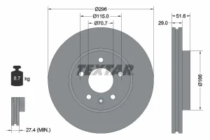 Tarcza hamulcowa CHEVROLET CAPTIVA SPORT TEXTAR