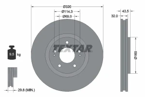 Tarcza hamulcowa przód MITSUBISHI LANCER VII TEXTAR