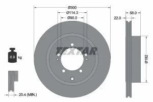 Tarcza hamulcowa tył MITSUBISHI LANCER VI TEXTAR
