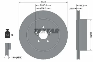 Tarcza hamulcowa tył SUBARU FORESTER II TEXTAR