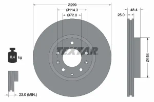 Tarcza hamulcowa przód MAZDA 6 II TEXTAR