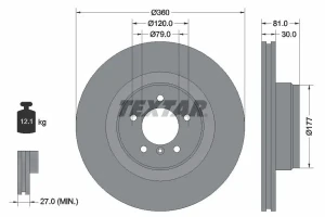 Tarcza hamulcowa przód LAND ROVER RANGE ROVER III TEXTAR
