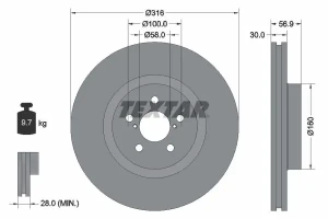 Tarcza hamulcowa przód SUBARU OUTBACK III TEXTAR