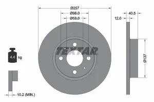 Tarcza hamulcowa przód FIAT 500 TEXTAR
