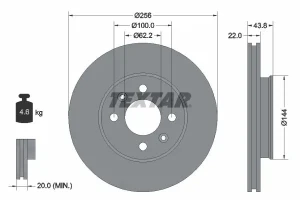 Tarcza hamulcowa przód KIA RIO III TEXTAR
