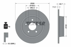 Tarcza hamulcowa tył FORD TRANSIT TEXTAR