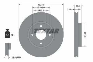 Tarcza hamulcowa przód FORD B-MAX TEXTAR