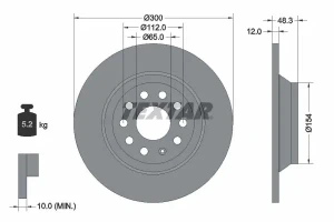 Tarcza hamulcowa tył VW GOLF VII TEXTAR