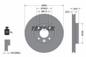 92255203 TEXTAR Tarcza hamulcowa przód