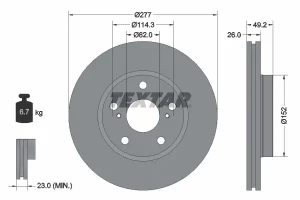 92257703 TEXTAR Tarcza hamulcowa przód