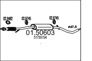 1.4 FIAT 500 Tłumik środkowy MTS