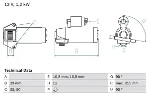 2.0 ST, 2.0 FORD FOCUS III Rozrusznik BOSCH