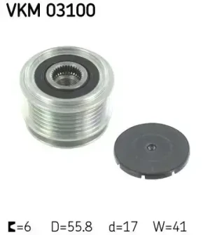 2.0 R, 2.0 TDI VW SCIROCCO III Sprzęgło alternatora koło pasowe SKF