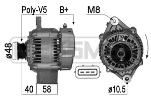 2.7 4WD, 2.7, 2.4, 2.4 4WD TOYOTA HIACE IV Alternator