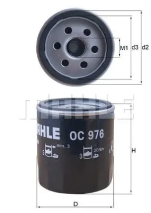 Filtr oleju PEUGEOT PARTNER MAHLE