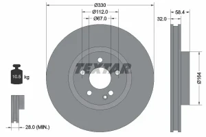 Tarcza hamulcowa przód MERCEDES-BENZ MARCO POLO Camper W447 TEXTAR