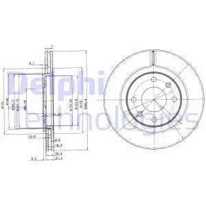 Tarcza hamulcowa przód wentylowana PEUGEOT 206 CC DELPHI