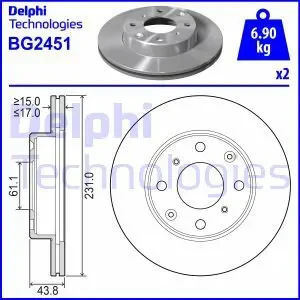 Tarcza hamulcowa przód wentylowana HONDA INSIGHT DELPHI