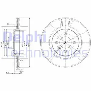 Tarcza hamulcowa przód wentylowana VW GOLF II DELPHI
