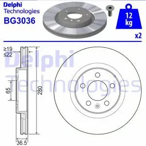 Tarcza hamulcowa przód wentylowana VW GOLF 4 DELPHI