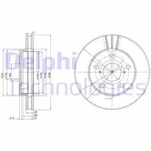 BG3355 DELPHI Tarcza hamulcowa przód wentylowana