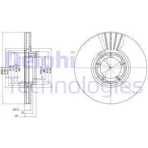 Tarcza hamulcowa przód wentylowana FORD TRANSIT DELPHI