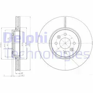 BG3929 DELPHI Tarcza hamulcowa przód wentylowana