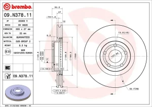 09.N378.11 BREMBO Tarcza hamulcowa