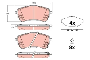 Zestaw klocków hamulcowych, hamulce tarczowe TOYOTA COROLLA XII TRW