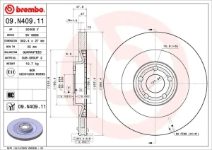 09.N409.11 BREMBO Tarcza hamulcowa