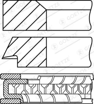 1.6, 1.6 i, 1.6 XR3i FORD ESCORT IV Zestaw pierścieni tłokowych GOETZE ENGINE