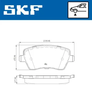 Zestaw klocków hamulcowych, hamulce tarczowe RENAULT CLIO IV SKF