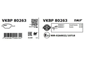 Zestaw klocków hamulcowych, hamulce tarczowe RENAULT MEGANE 2 SKF