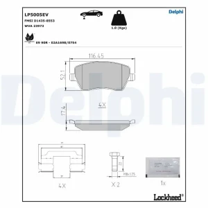 LP5005EV DELPHI Zestaw klocków hamulcowych, hamulce tarczowe