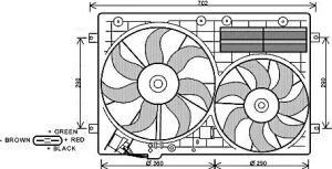 Wentylator, chłodzenie silnika SKODA SUPERB 2 1.9 TDI, 2.0 TDI, 1.6 TDI, 2.0 TFSI, 1.4 TSI AVA QUALITY COOLING