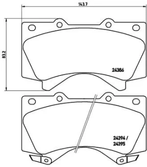 Zestaw klocków hamulcowych, hamulce tarczowe TOYOTA SEQUOIA BREMBO