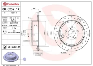 Tarcza hamulcowa SUBARU LEGACY IV BREMBO