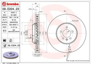 09.E204.23 BREMBO Tarcza hamulcowa