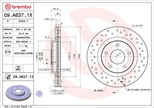 09.A637.1X BREMBO Tarcza hamulcowa