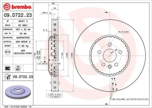 09.D722.23 BREMBO Tarcza hamulcowa