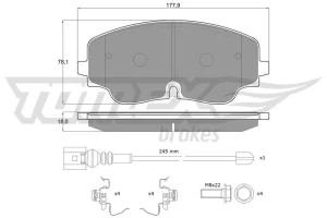 Tomex brakes zestaw klocków hamulcowych, hamulce tarczowe AUDI A3 TOMEX Brakes
