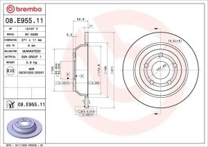 08.E955.11 BREMBO Tarcza hamulcowa