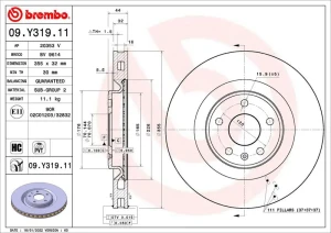 09.Y319.11 BREMBO Tarcza hamulcowa
